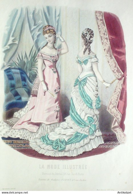 Gravure Mode illustree 1877 #  4 (Old Fashion plate)