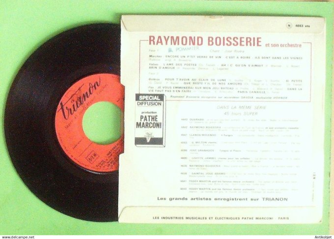 Boisserie Raymond 45T EP L'ame des poètes c'est à boire 1964