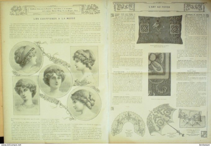 La Mode illustrée journal 1910 n° 11 Toilettes Costumes Passementerie