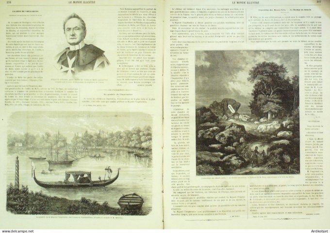 Le Monde illustré 1863 n°323 Cochinchine Quan-Am Italie Chiavano Danemark Copenhague Malte Colloredo