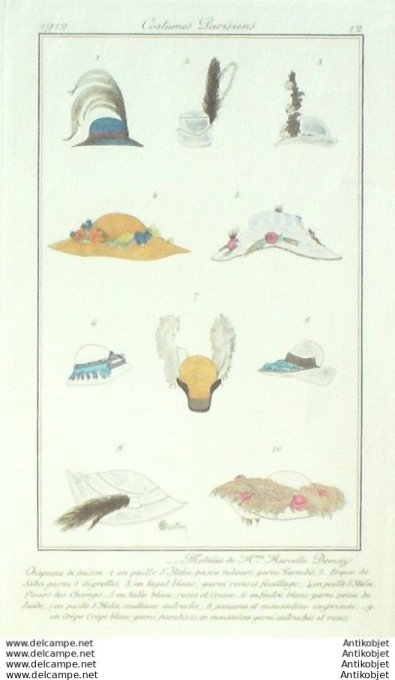 Martin Charles Pochoir Mode Art Deco n°  12-1912  Journal des Dames