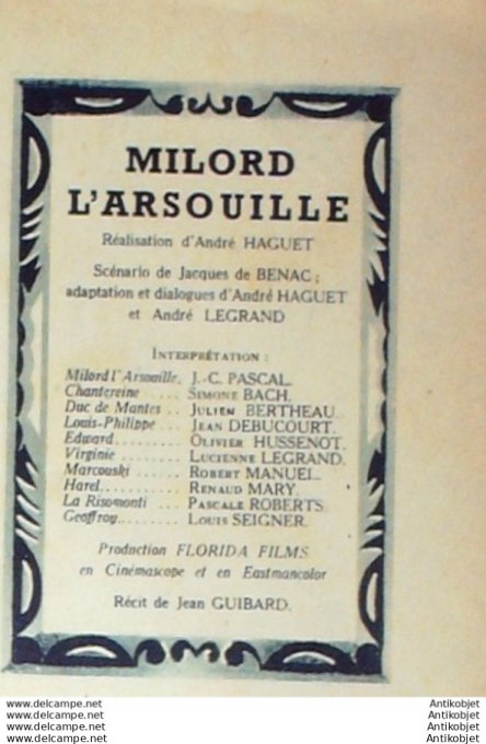 Mon Film 504 56-04-18 Milord L'arsouille Jean-Claude Pascal Louis Seigner