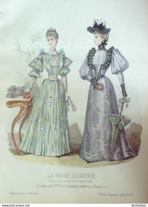 Gravure Mode illustree 1893 # 19 (Old Fashion plate) RARE