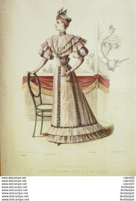 Gravure Mode Le Coquet 1893 # 08 (Old Fashion plate)