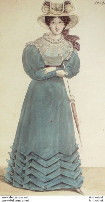 Costume Parisien 1824 # 2243 Canezouet robe mousseline ruches