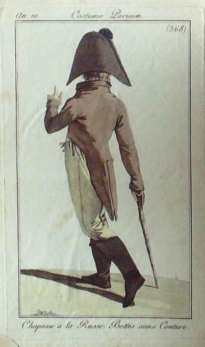 Gravure Mode Costume Parisien 1802 an 10 # 368 (eau forte old Fashion plate