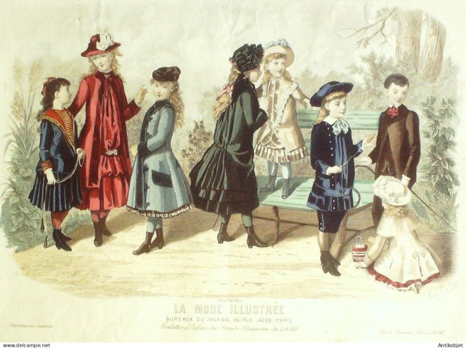 Gravure Mode illustree 1883 # 47 (Old Fashion plate)