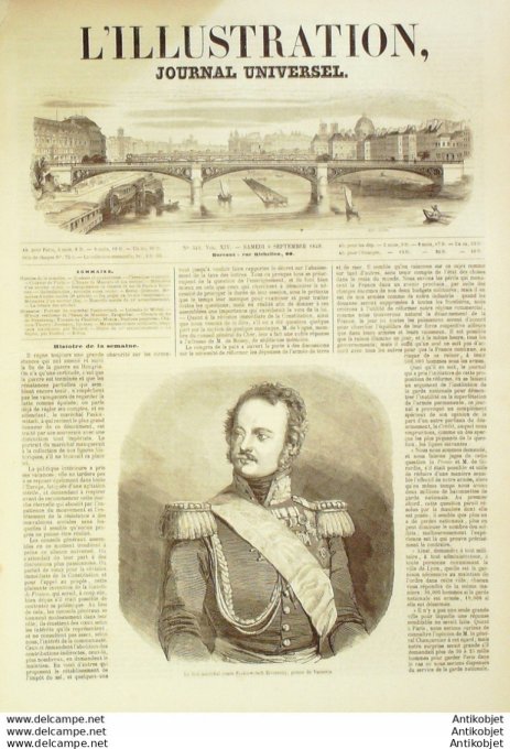 L'Illustration 1849 n°341 Mairie 9e Comte PASKIEWITSCH prince de VARSOVIE STRASBOURG (67) EPERNAY (5