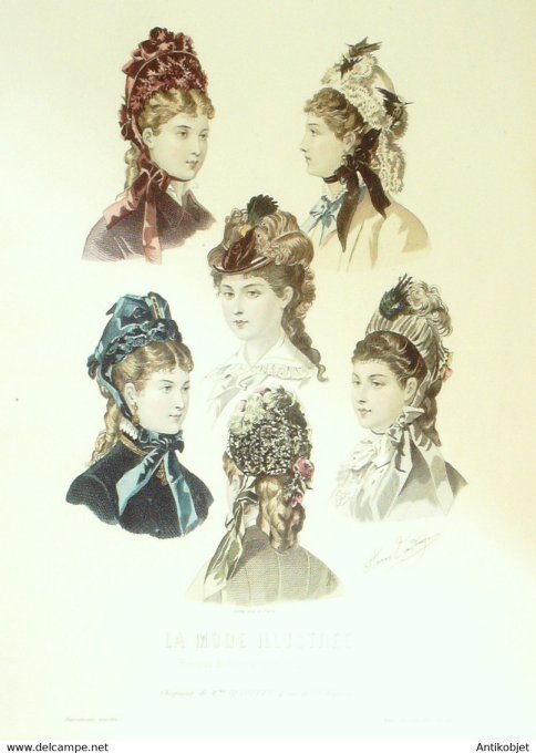 Gravure de mode La Mode illustrée 1877 n°48 (Maison Deloffre)