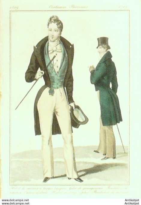 Costume Parisien 1828 # 2719 Habits de casimir et drap zéphir homme