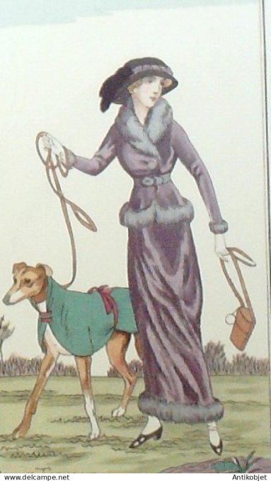 Gravure de mode Costume Parisien 1913 pl.047 TAQUOY Maurice Toilette coursing