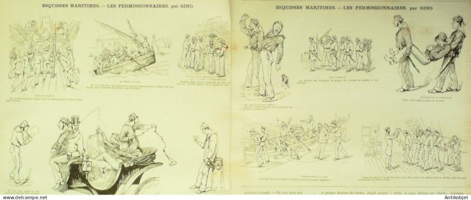 La Caricature 1880 #  34 Sue la plage Bains de mer Robida Négro