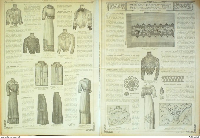 La Mode illustrée journal 1911 n° 14 Toilettes Costumes Passementerie