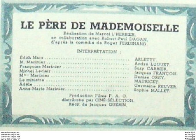 Le père De Mademoiselle Suzy Carrier André Luguet Denise Grey