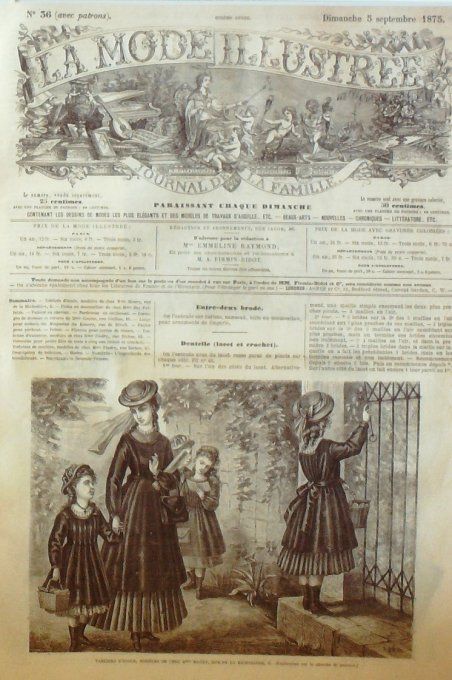 Journal Mode illustrée 1875 # 36 Tabliers d'école