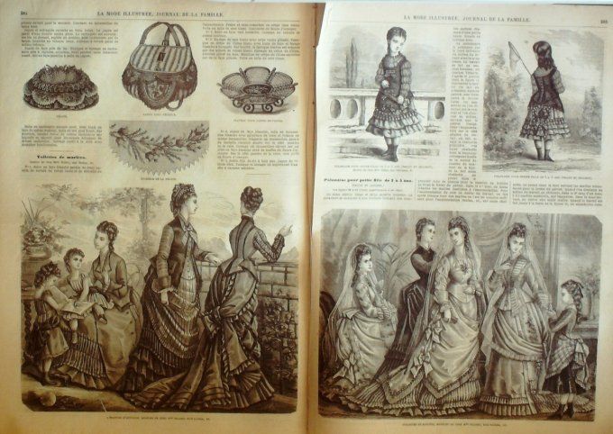 Journal Mode illustrée 1875 # 36 Tabliers d'école
