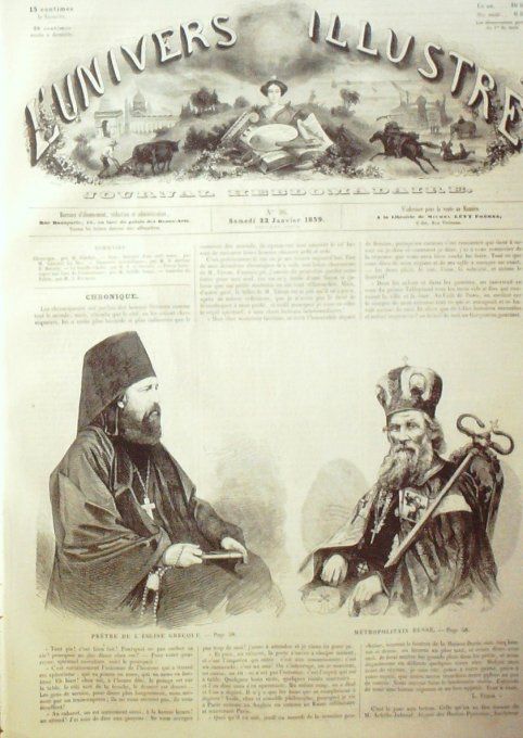 L'Univers illustré 1859 #  36 Récepteur de Morse Prêtre d'église Grecque la Néva