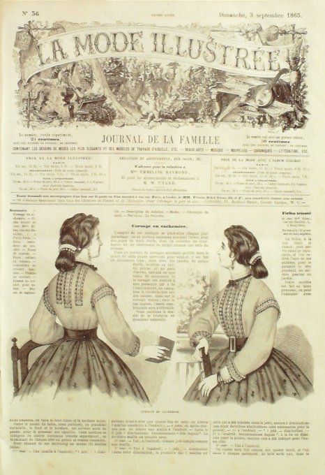 Journal Mode illustrée 1865 # 36 Corsage de cachemire