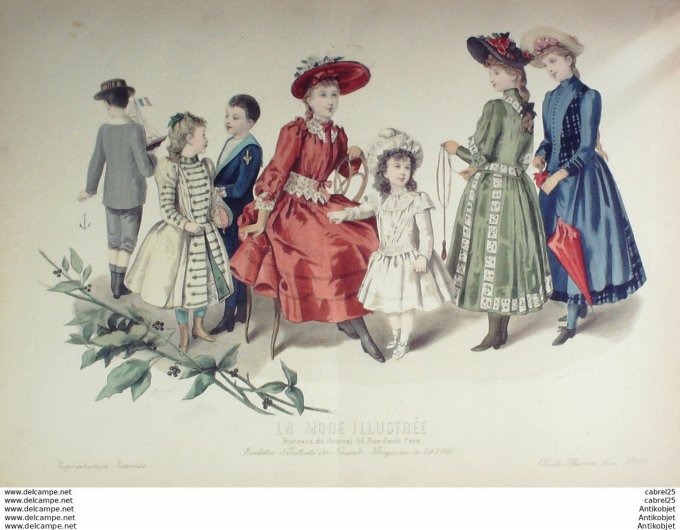 Gravure de mode La Mode illustrée 1890 n°17 (Magasins du Louvre)