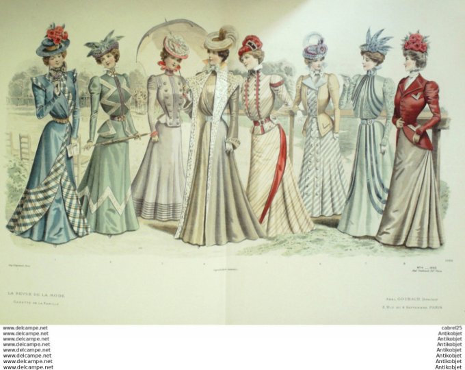 Gravure Mode La Gazette 1898 # 14 (Old Fashion plate)