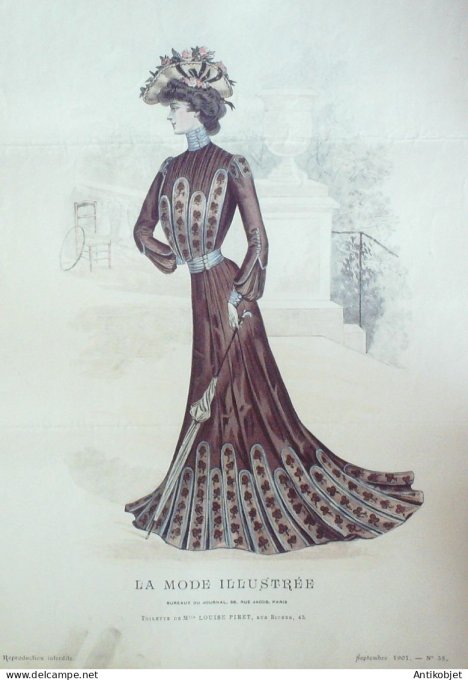 Gravure Mode illustree 1901 # 35 (Old Fashion plate) RARE