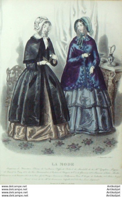 Gravure La mode 1845 # 34 (aquarelle old Fashion plate)