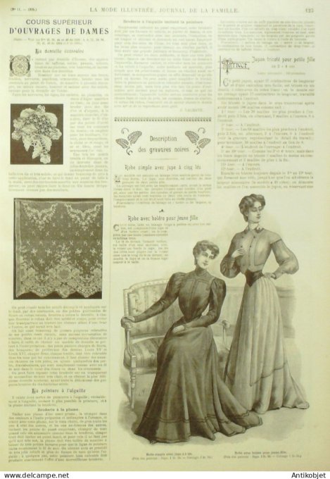 La Mode illustrée journal 1905 n° 11 Toilette d'après-midi