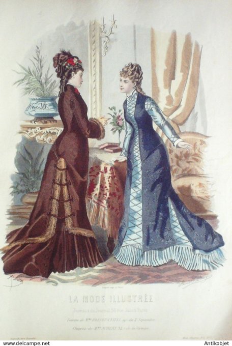 Gravure Mode illustree 1877 #  1 (Old Fashion plate)