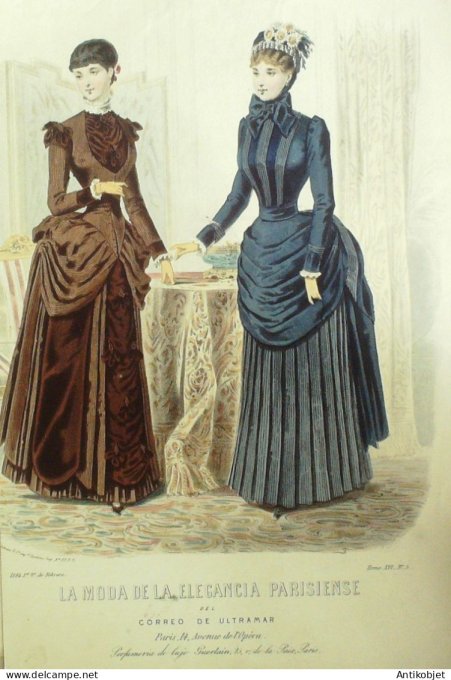 Gravure Mode Elegance Parisienne 1884 # 05 (Old Fashion plate)