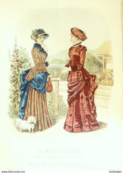 Gravure de mode La Mode illustrée 1881 n°40 (Maison Fladry-Coussinet) Chien