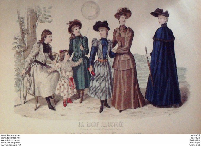Gravure de mode La Mode illustrée 1891 n°46 (Magasins du Louvre)