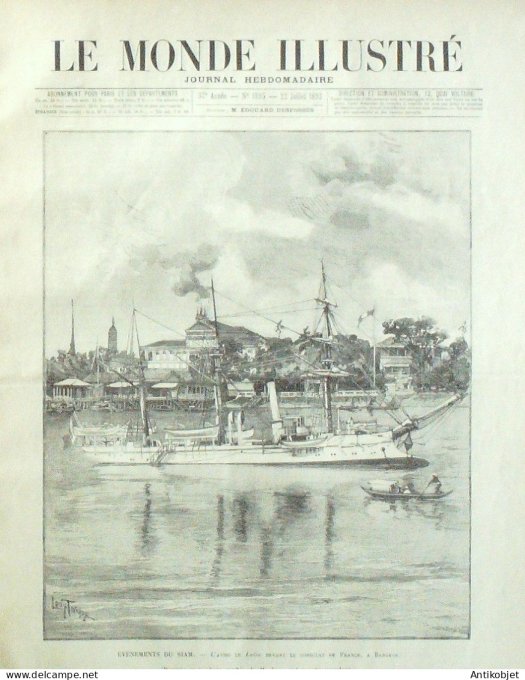 Le Monde illustré 1893 n°1895 Siam Wat-Seng Bangkok fête Laux Bonzerie Boudha d'Emeraude