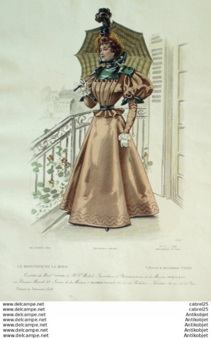 Gravure Mode Le Moniteur 1896 # 10 (Old Fashion plate)