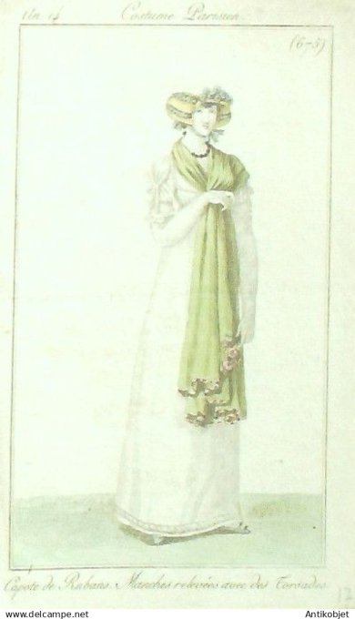 Costume Parisien 1806 an 14 # 675 (eau forte) Capote de rubans