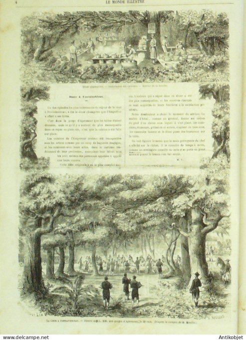 Le Monde illustré 1863 n°325 Fontainebleau Apremont (77) Cosaques Turquie Caïque Strasbourg (67)