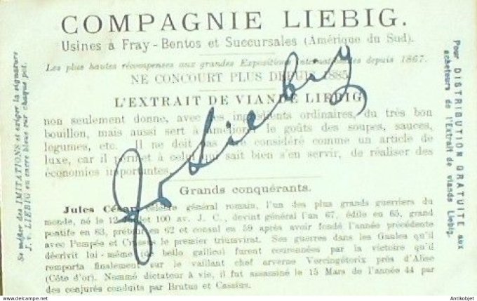 Chromo Liebig Sang  725 Grands Conquerants II (1903)