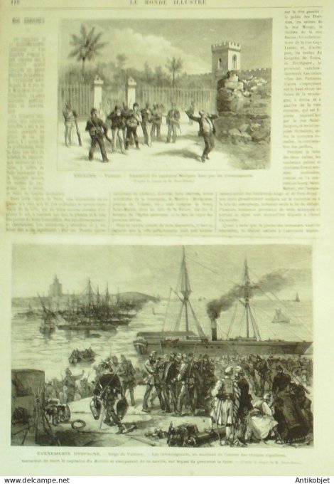 Le Monde illustré 1873 n°854 Espagne Valence Alméria Cartagène Nouvelle Calédonie Nouméa Tarbes (65)