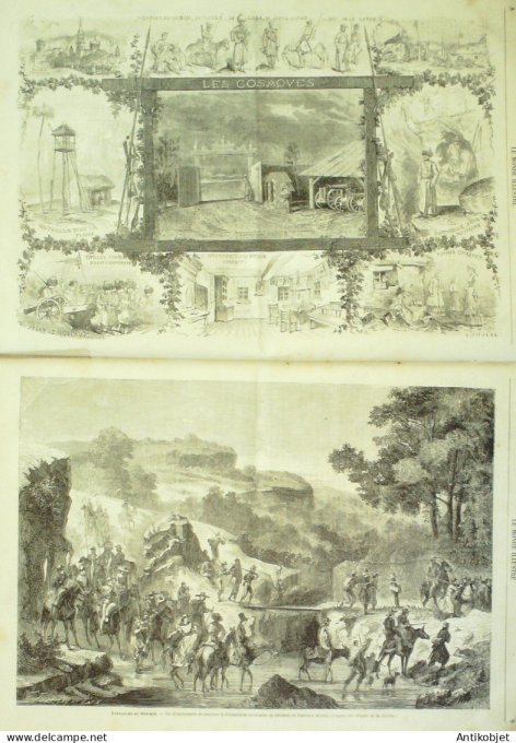 Le Monde illustré 1863 n°325 Fontainebleau Apremont (77) Cosaques Turquie Caïque Strasbourg (67)