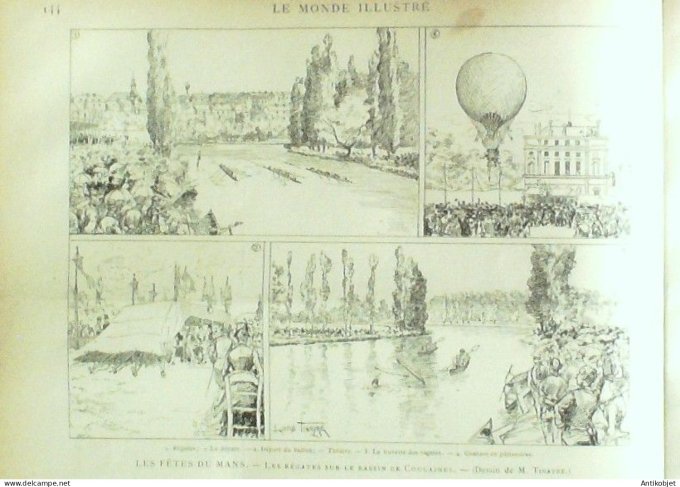 Le Monde illustré 1885 n°1483 Boulogne-sur-Mer (62) Le Mans (72) Coulaines