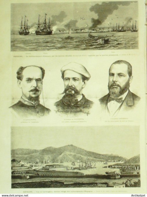 Le Monde illustré 1873 n°854 Espagne Valence Alméria Cartagène Nouvelle Calédonie Nouméa Tarbes (65)