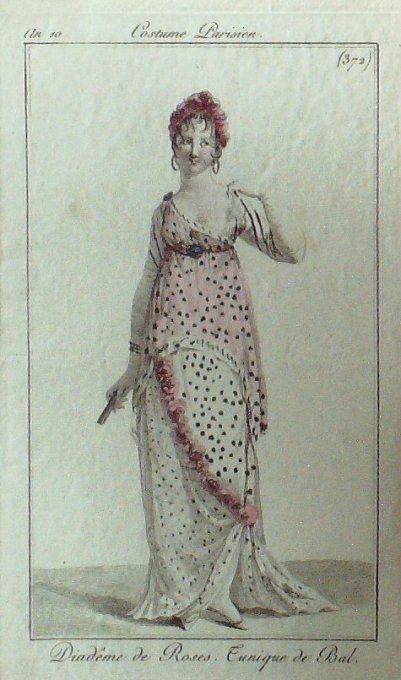 Gravure Mode Costume Parisien 1802 an 10 # 372 (eau forte old Fashion plate