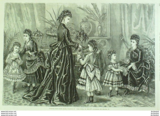 Gravure de mode La Mode illustrée (Maison Hunsinger) Parures d'enfants
