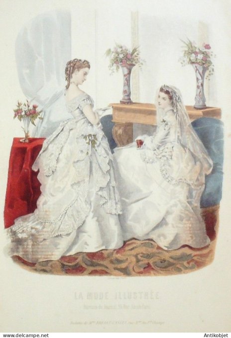 Gravure Mode illustree 1869 #  2 (Old Fashion plate)