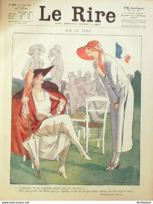 Le Rire 1924-08- 2Le turf # 287 Journal humoristique Ed.Originale Profane tirea l'arc