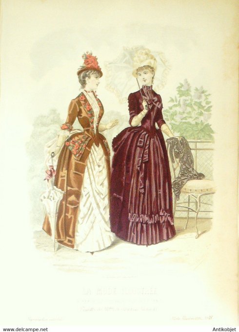 Gravure de mode La Mode illustrée 1886 n°18 (Maison Coussinet)