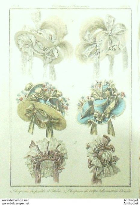 Gravure Mode Costume Parisien 1828 # 2627 (eau forte old Fashion plate