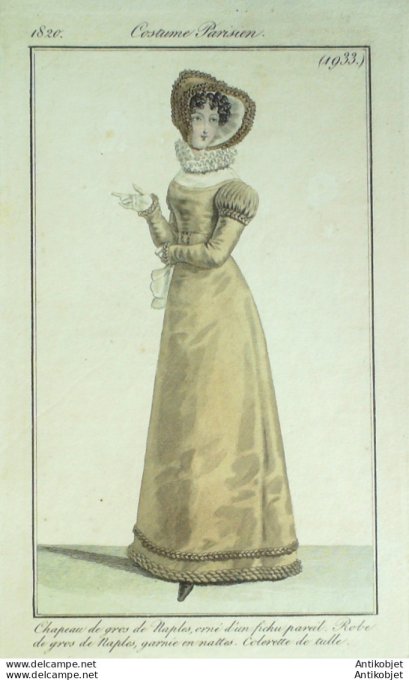 Costume Parisien 1820 # 1933 Robe de gros de Naples garnie