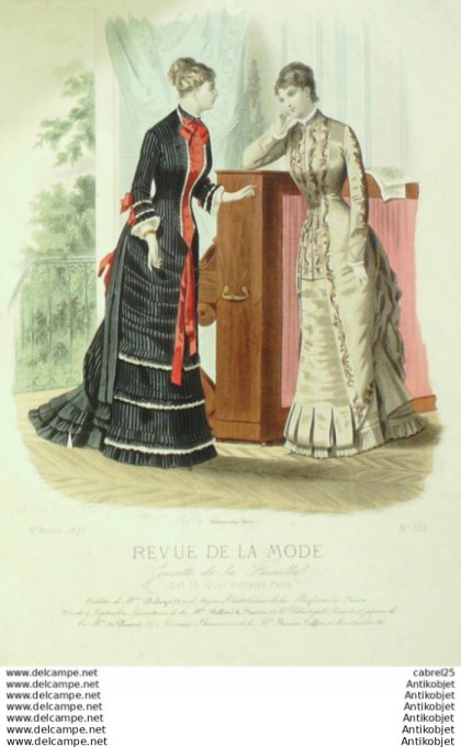 Gravure Mode La Gazette 1879 # 389 (Old Fashion plate)