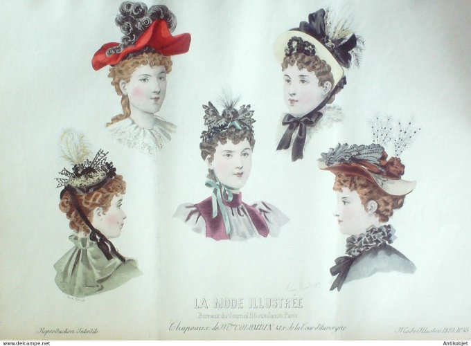 Gravure Mode illustree 1893 # 45 (Old Fashion plate) RARE