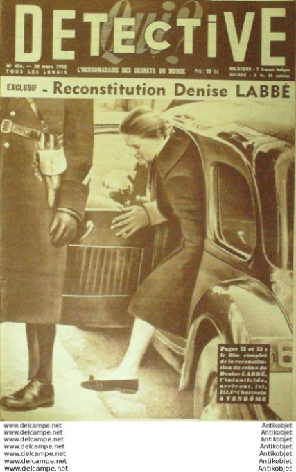 Détective 1955 # 456 Eysines Menton Vendôme Beuvry Troyes Aureilhan